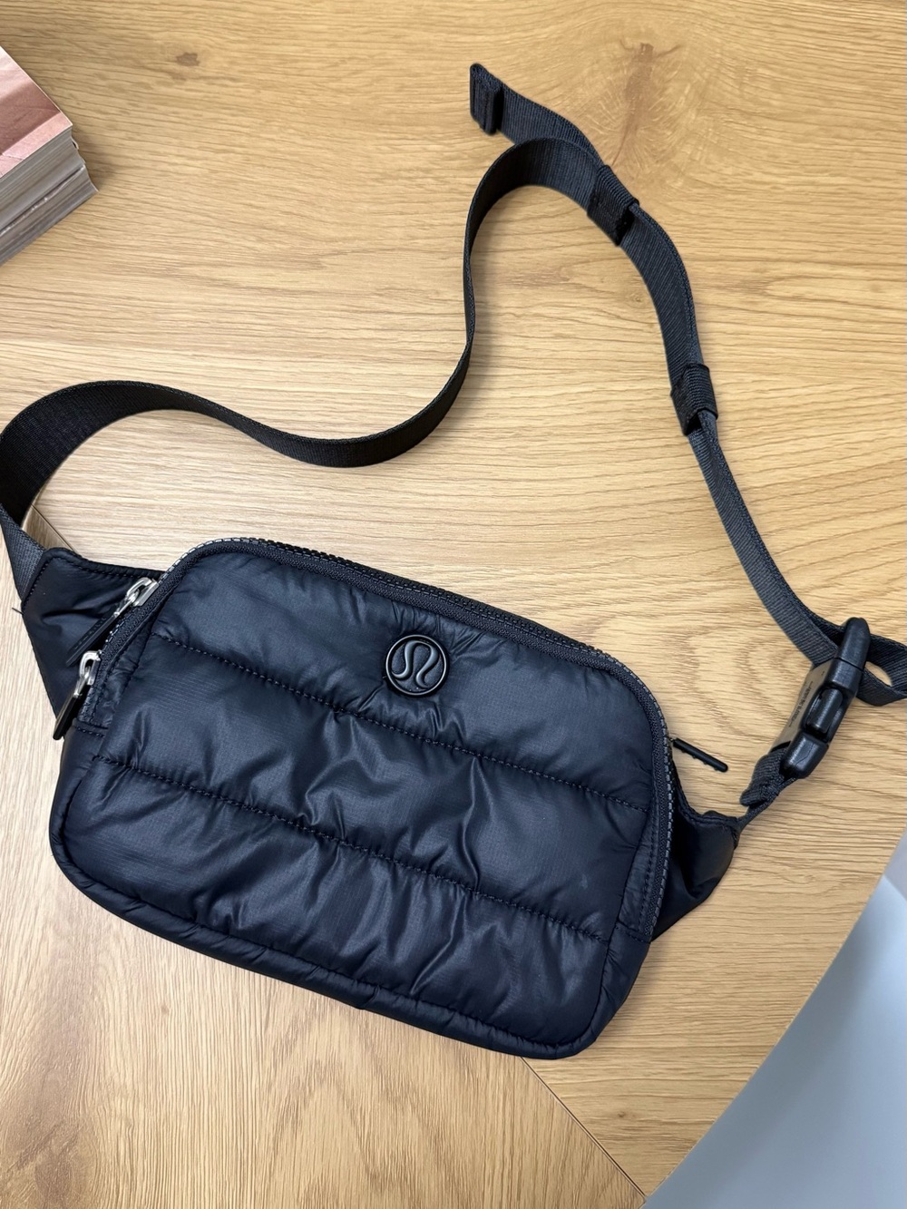 lululemon athletica Black Quilted Crossbody Belt Bag